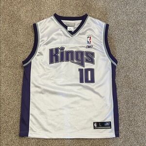 Reebok Sacramento Kings White and Purple Mike Bibby Jersey